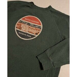 Wild Tribute Bryce Canyon National Park Green Sweatshirt LARGE Nature Outdoors